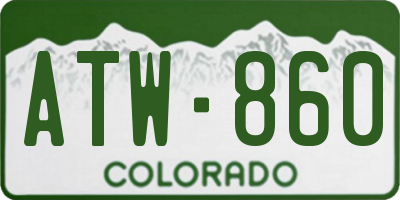 CO license plate ATW860