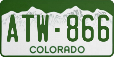 CO license plate ATW866