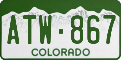 CO license plate ATW867