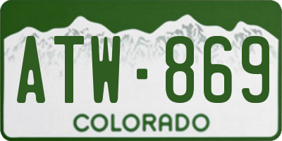 CO license plate ATW869