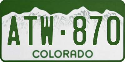 CO license plate ATW870