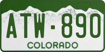 CO license plate ATW890