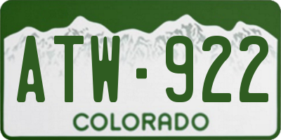 CO license plate ATW922
