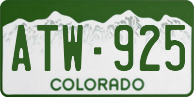 CO license plate ATW925