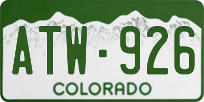 CO license plate ATW926