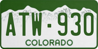CO license plate ATW930