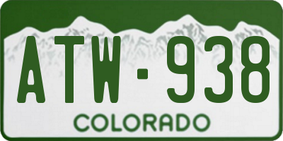 CO license plate ATW938