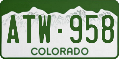 CO license plate ATW958