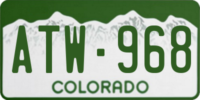 CO license plate ATW968