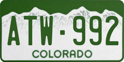 CO license plate ATW992