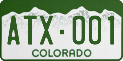 CO license plate ATX001