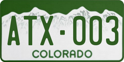 CO license plate ATX003