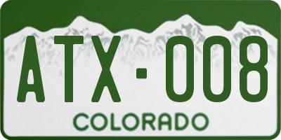 CO license plate ATX008