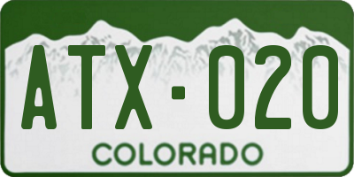 CO license plate ATX020