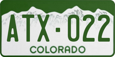 CO license plate ATX022
