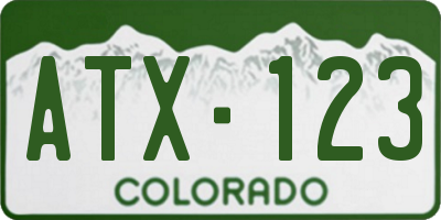 CO license plate ATX123