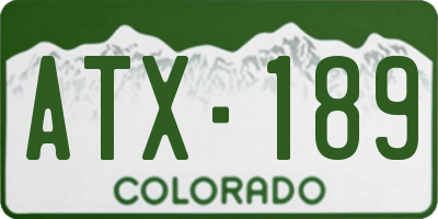 CO license plate ATX189
