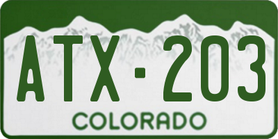 CO license plate ATX203