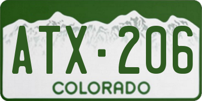 CO license plate ATX206