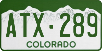 CO license plate ATX289