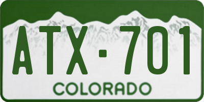CO license plate ATX701