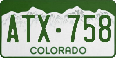 CO license plate ATX758