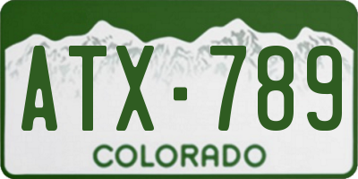 CO license plate ATX789