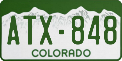 CO license plate ATX848