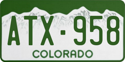 CO license plate ATX958