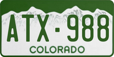 CO license plate ATX988