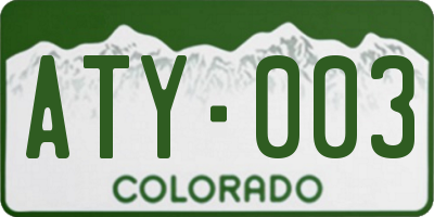 CO license plate ATY003