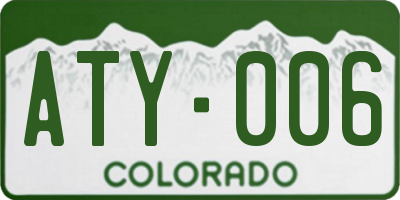 CO license plate ATY006