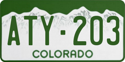 CO license plate ATY203