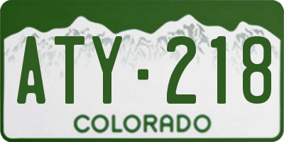 CO license plate ATY218