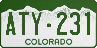 CO license plate ATY231
