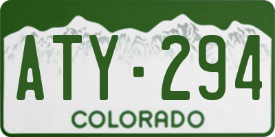 CO license plate ATY294
