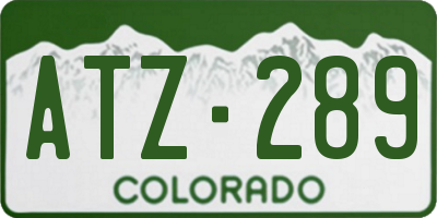 CO license plate ATZ289