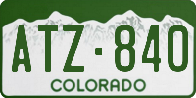 CO license plate ATZ840