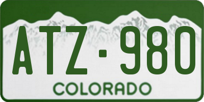 CO license plate ATZ980