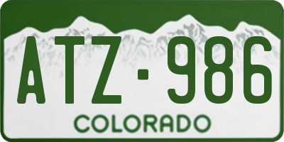 CO license plate ATZ986
