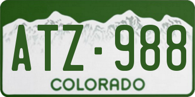 CO license plate ATZ988