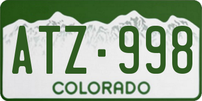 CO license plate ATZ998