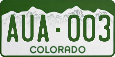 CO license plate AUA003