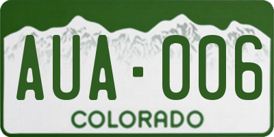 CO license plate AUA006