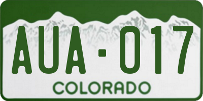 CO license plate AUA017