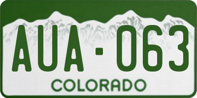 CO license plate AUA063