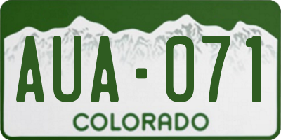 CO license plate AUA071