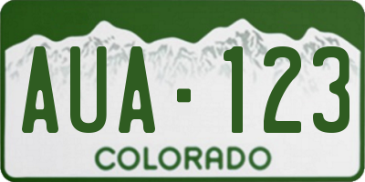 CO license plate AUA123