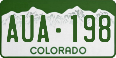 CO license plate AUA198
