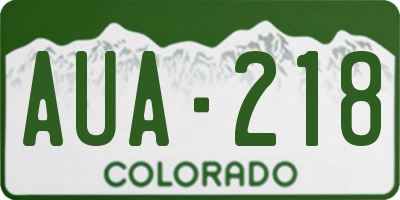 CO license plate AUA218